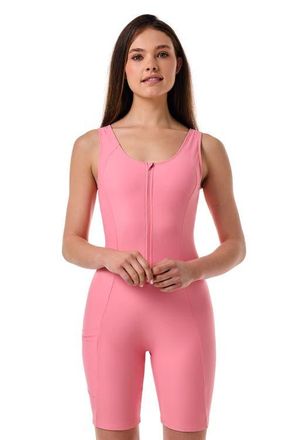 Coolibar Palm Plaza Knee Length Swimsuit, UPF 50+ Sun Protection in Flamingo Pink at Nordstrom, Size Xx-Large
