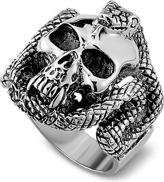Samuel B. Sterling Silver Skull & Snake Ring at Nordstrom Rack, Size 7