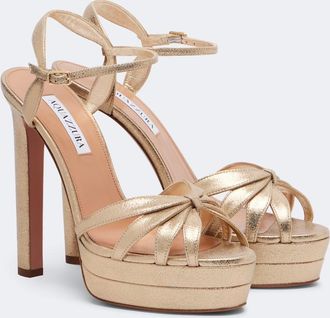 Aquazzura Soulmate metallic leather platform sandals