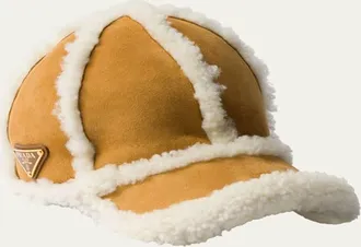 Prada Suede & Lamb Shearling Baseball Cap