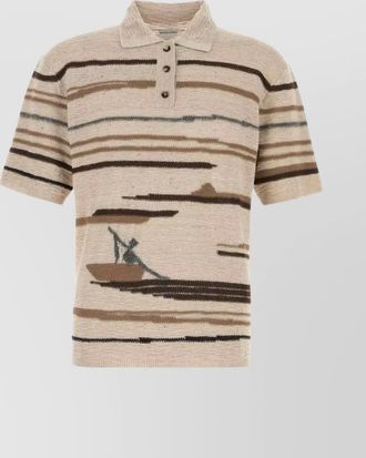 Bottega Veneta embroidered silk blend polo shirt