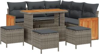 vidaXL Vidaxl - Garden Sofa Set with Cushion 9 pcs Grey 110 x 55 x 71 cm