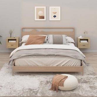 vidaXL Vidaxl - Mesitas De Noche De Pared 2 Uds Color Roble Sonoma 50x36x40 Cm