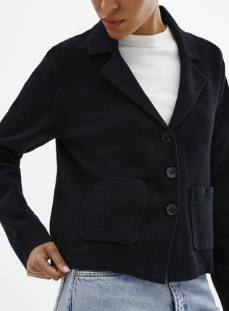 Contemporaine Womens Boxy-fit notched-collar Cardigan Sweater