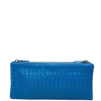 Bottega Veneta Blue Leather Clutch Bag (Pre-Owned)