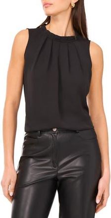 Vince Camuto Pleated Mock Neck Woven Top in Rich Black at Nordstrom Rack, Size Xx-Small