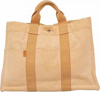 Herm&egrave;s Orange Canvas Tote Bag (Pre-Owned)