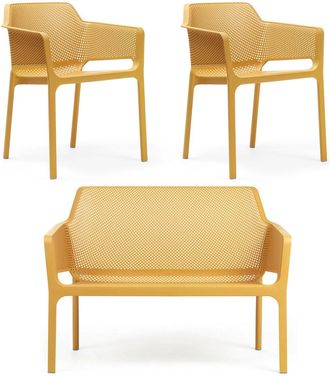 Nardi Net Bank + 2x Net Armlehnstuhl, senape