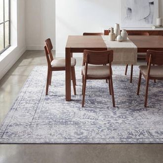 Jonathan Y Designs Eleanor Vintage Medallion Border Non-Slip Machine-Washable Green/Brown 4 ft. x 6 ft. Area Rug in Light Gray/ivory at Nordstrom, Size 9X12