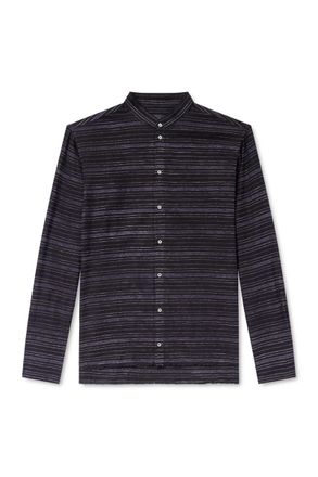 424 + HOORSENBUHS Embroidered Striped Cotton-Blend Flannel Shirt
