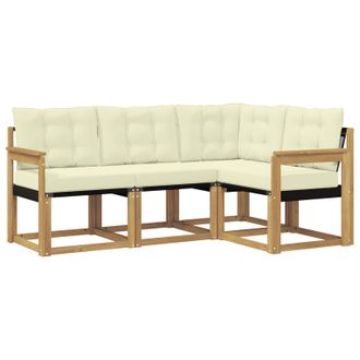 vidaXL Conjunto De Sof&aacute;s De Exterior Con Coj&iacute;n 4 Pcs Blanco Y Crema Vidaxl