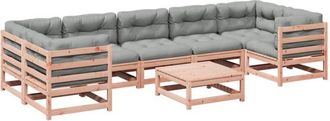 vidaXL Set De Sof&aacute;s Jard&iacute;n 8 Pzas Con Cojines Madera De Abeto Douglas Vidaxl
