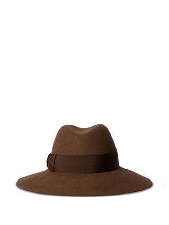 Borsalino felt-wool ribbon hat - women - Wool Felt - L - Brown