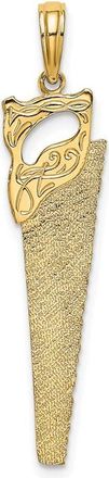 Diamond2Deal 14k Yellow Gold 3-D Flat Hand Saw Charm Pendant