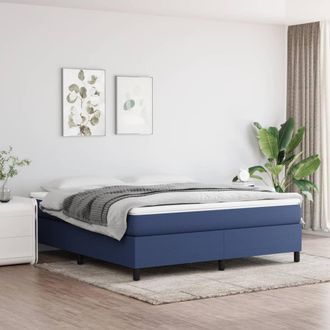 vidaXL Cama Box Spring Con Colch&oacute;n Tela Azul 180x200 Cm Vidaxl