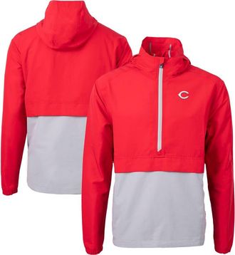 Cutter & Buck Mens Cutter & Buck Red/Gray Cincinnati Reds Charter Eco Recycled Half-Zip Anorak Jacket at Nordstrom, Size Large