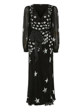 Temperley London Etoile sequin-star wrap dress - women - Viscose/Viscose - 14 - Black