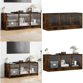 vidaXL Mobile Porta TV con Ante in Vetro Rovere Fumo 102x37x42 cm - Armadio TV - Ante in vetro