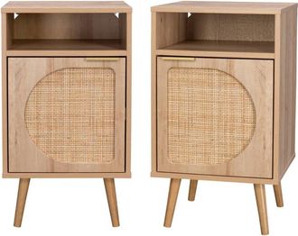 Sweeek Mesita de noche con efecto madera, set de 2, natural