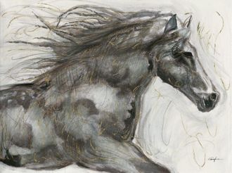 Schubiger M&ouml;bel Bild Pferde in Grau