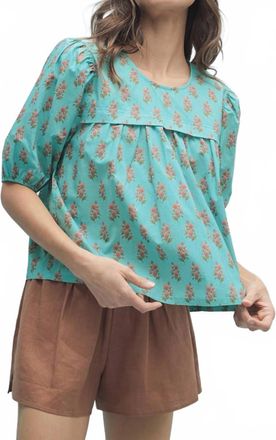 Wishlist Floral Balloon Sleeve Blouse In Teal/pink