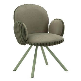 Mauro Ferretti Silla de comedor de tela verde y metal (juego de 2, 64 x 68 x 83 cm)