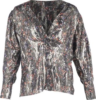 Iro Iro Milana Wrap Printed Blouse in Silver Silk