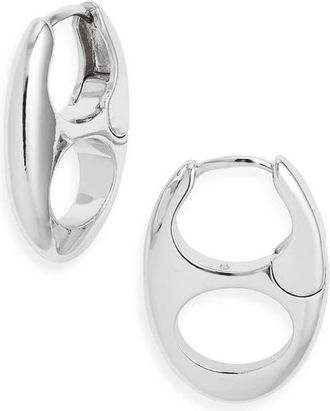 Open Edit Pop Top Huggie Earrings in Silver at Nordstrom