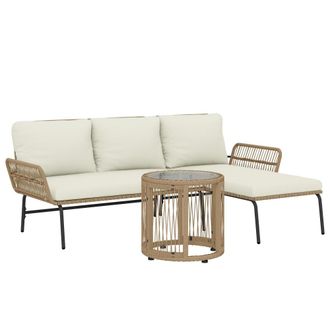 OUTSUNNY Muebles de jard&iacute;n 122x79x75 cm crema