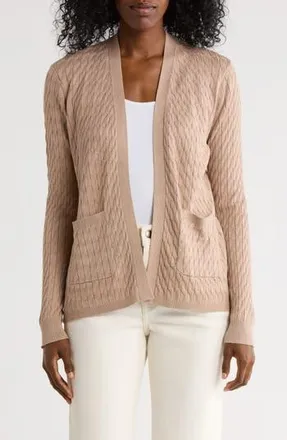 Cyrus Cable Knit Cardigan in Warm Taupe at Nordstrom Rack, Size X-Large