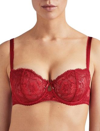 Aubade Womens QA14 Aube Amoureuse Half Cup Bra - Red - Size 32C