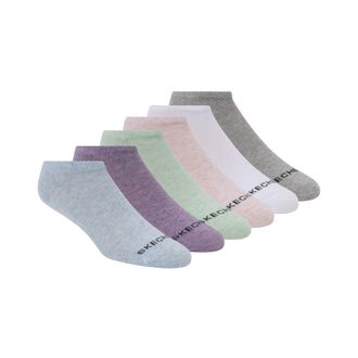 Skechers Womens 6 Pack Non Terry No Show Socks, Blue Combo, 9-11