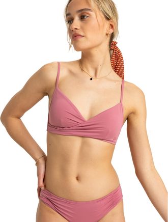 Roxy Triangel-Bikini-Top ROXY BEACH CLASHORT SLEEVEICS WRAP BRA, Damen, Gr. XS (34), N-Gr, rosa (heather rose), Obermaterial: 85% Polyester, 15% Elasthan, 