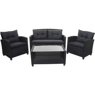 Hhg non utilizzato] Set salotto giardino esterno salottino elegante 089 xxl con cuscini antracite