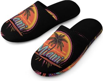 Generic Vintage Miami Tree Mens House Slippers Slip Indoor Slipper On Shoes Warm Outdoor