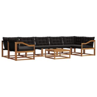 vidaXL Conjunto De Sof&aacute;s De Exterior Con Coj&iacute;n 8 Pcs Natural Y Negro Vidaxl