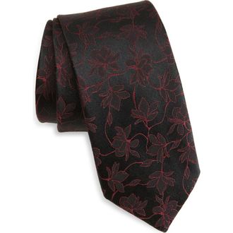 Nordstrom Hunten Floral Silk Tie in Burgundy at Nordstrom