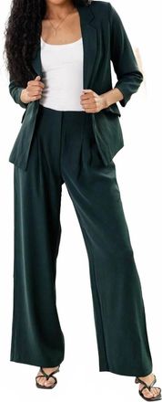 Skies Are Blue Clothing Bond Street Wide Leg Trouser Pants In Dark Green