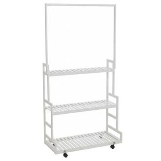 Hhg [nunca Usado] Estanter&iacute;a Para Plantas De Bamb&uacute; Hhg-376, Escalera Para Flores, Soporte Para Flores, Escalera Para Plantas, Con 3 Estantes Y Ruedas, 175