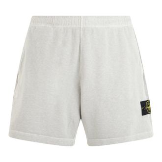 Stone Island Casual Shorts, male, Gray, Size: M Fleece-lined Cotton Shorts