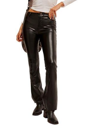 Free People Level Up Faux Leather Slit Bootcut Jeans in Black at Nordstrom Rack, Size 28