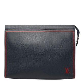Louis Vuitton Navy Navy Blue Leather Clutch Bag Pochette (Pre-Owned)