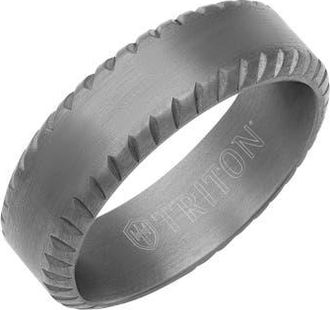 Triton 7MM Tantalum Ring with Milgrain Finish and Bevel Edge in Metallic Silver at Nordstrom, Size 12.5