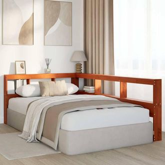 Berkfield Home Decorative Bookcase Headboard L-Shaped Wax Brown 120 cm Solid Woo