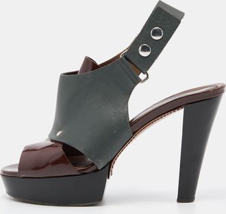 Marni Grey/brown Leather Ankle Strap Platform Pumps
