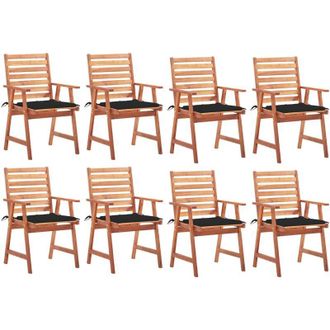 vidaXL Vidaxl - Sillas Comedor De Jard&iacute;n Y Cojines 8 Uds Madera Maciza Acacia