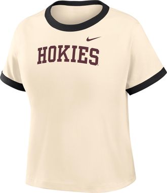Nike Womens College (Virginia Tech Ringer T-Shirt in Brown | IV9429-120