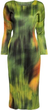 Pleats Please Issey Miyake Turnip & Spinach pliss&eacute; midi dress - women - Polyester - 4 - Green