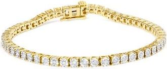 House of Brilliance Silver 1.0 Cttw Rustic Diamond Tennis Bracelet in Yellow Gold Over Silver at Nordstrom, Size 10