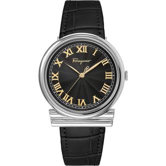 Ferragamo Gancino Croc-Embossed Leather Strap Watch, 34mm in Stainless Steel at Nordstrom Rack